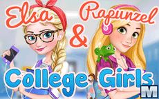 Juego de dibujos - Viste a Elsa y Rapunzel College Girls